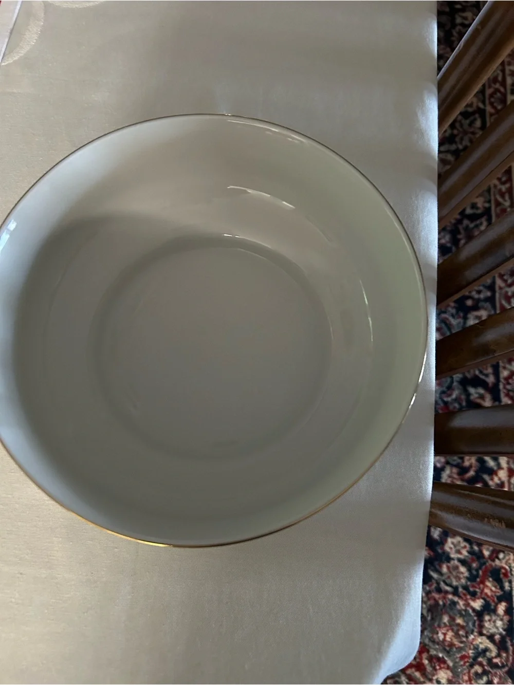 Henneberg Porzellan 1777 Floral Serving Bowl with Gold Trim - White and Multi 9”